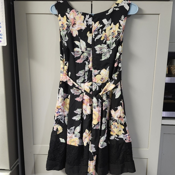 Papillon Floral Black Sleeveless Dress Sz S - Picture 3 of 5